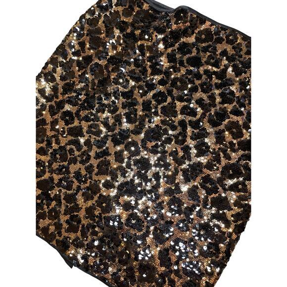 Cache’ Sequin Mini Skirt‎ Women Small Black & Gold Leopard, Animal Print Party - Picture 6 of 9